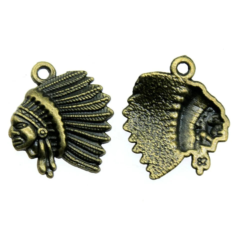 21x18mm 1.6g Multicolor Zinc Alloy Chief Head Charm Pendant for DIY Tribal Style Jewelry Making