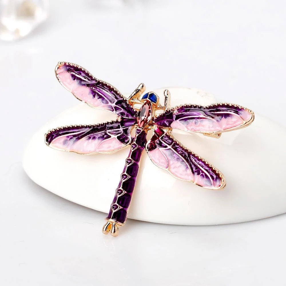 Elegant Enamel Alloy Rhinestone Dragonfly Brooch, Fashion Lapel Pin Corsage Suit Accessory Gift