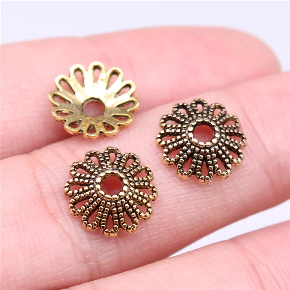 11x11x3mm 0.5g Multicolor Zinc Alloy Flower Bead Cap Spacer Findings for DIY Necklace Bracelet Making