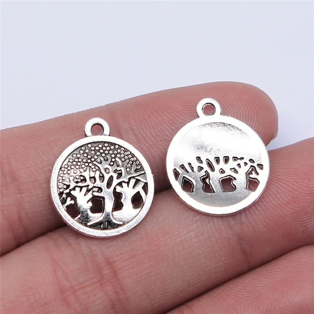 16x16mm 1.2g Antique Silver Zinc Alloy Tree of Life Charm Pendant for DIY Necklace Bracelet Making