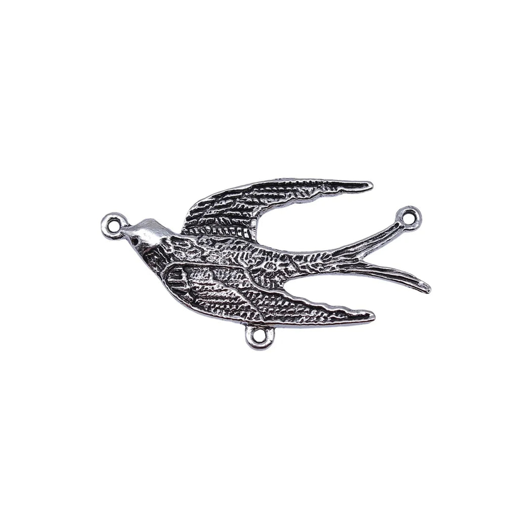 37x21mm 2.6g Antique Silver Zinc Alloy Swallow Connector Charm for Necklace Bracelet Making