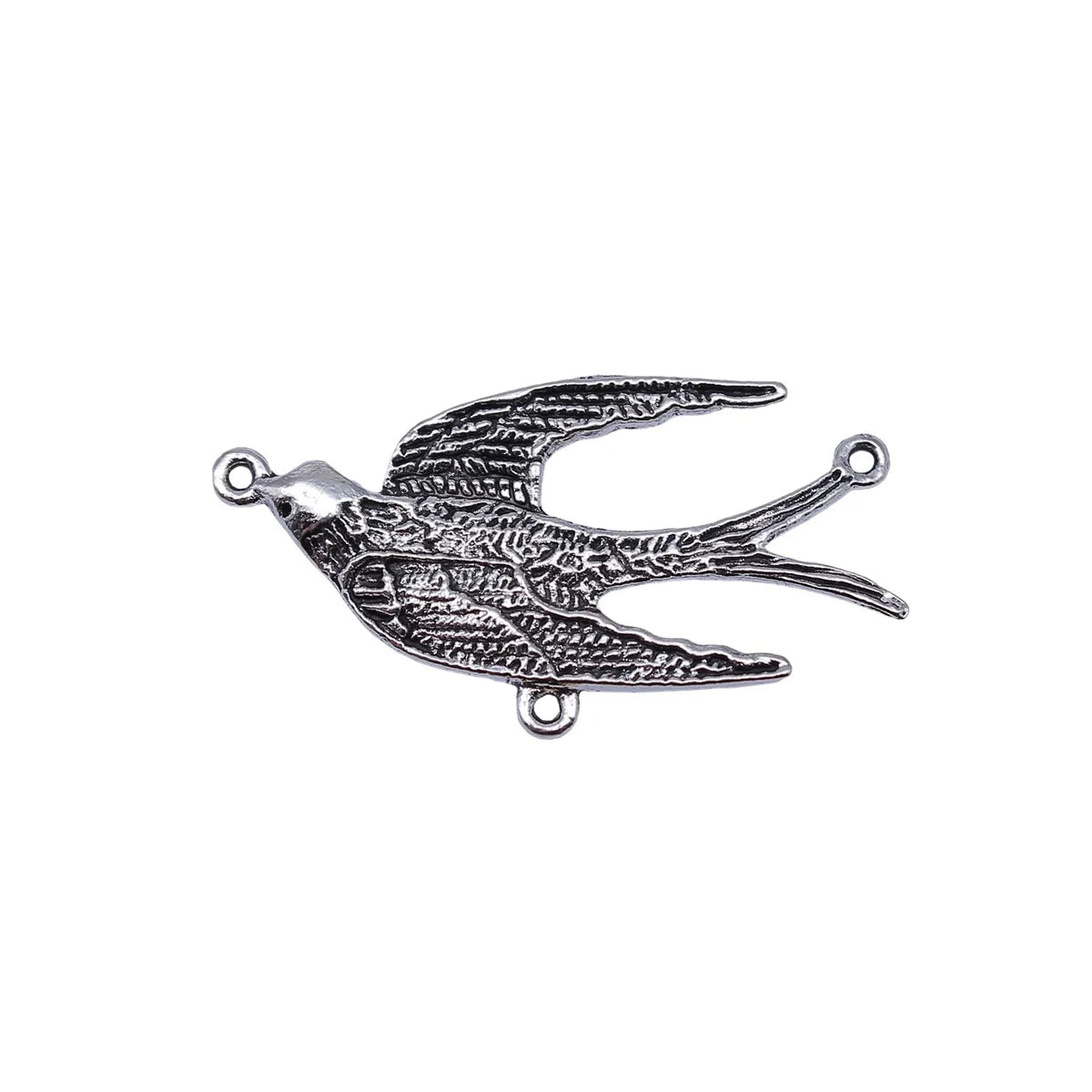37x21mm 2.6g Antique Silver Zinc Alloy Swallow Connector Charm for Necklace Bracelet Making