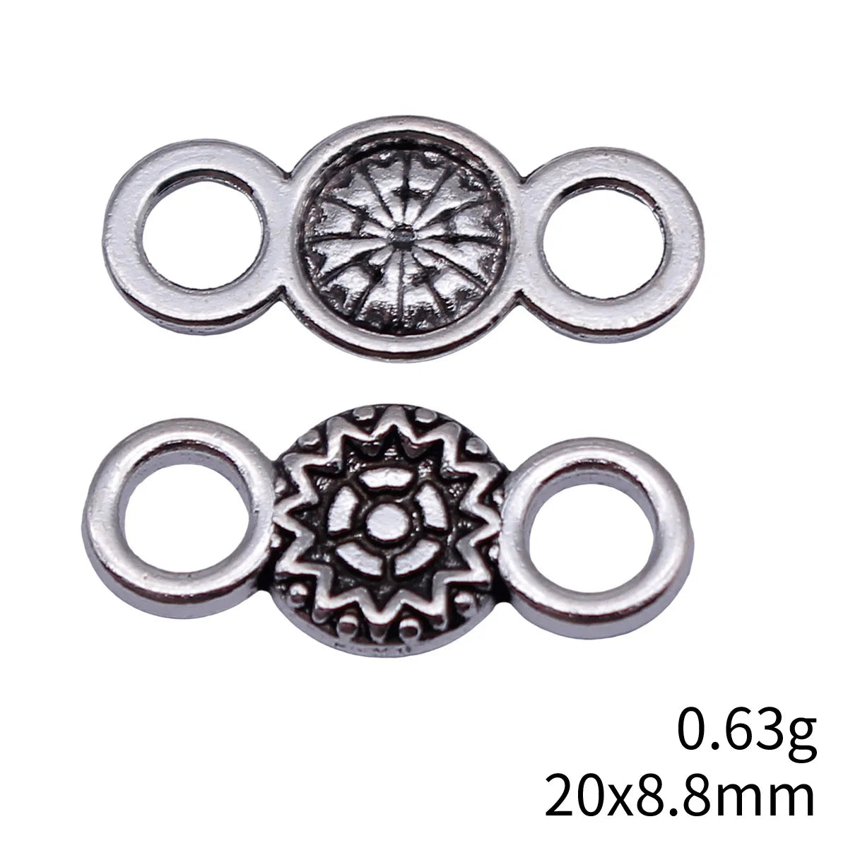 20x8.8mm 0.63g Antique Silver Zinc Alloy Round Floral Connector Charm for DIY Bracelet Jewelry Making