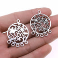 26x35mm 2.8g Multicolor Zinc Alloy Round Floral Earring Connector Charms for DIY Earrings