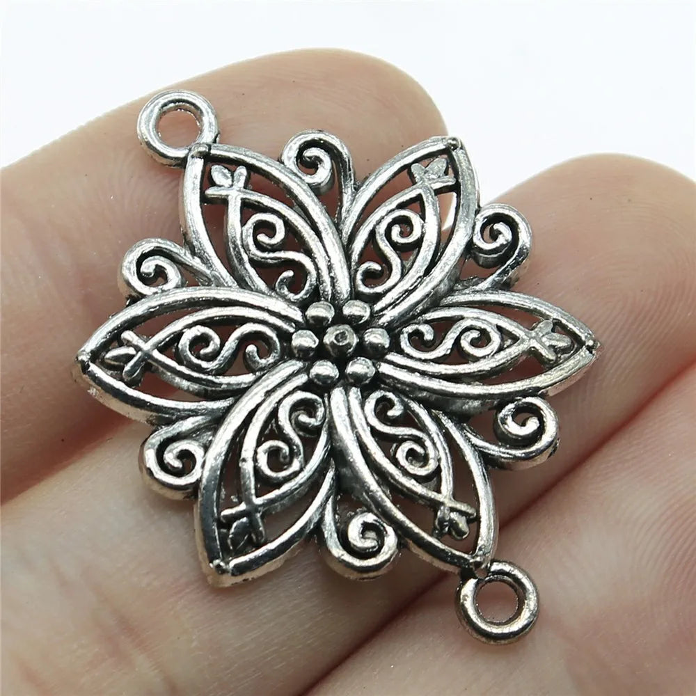 39x28mm 3.45g Multicolor Zinc Alloy Flower Connector Charm for DIY Necklace Bracelet Jewelry Making