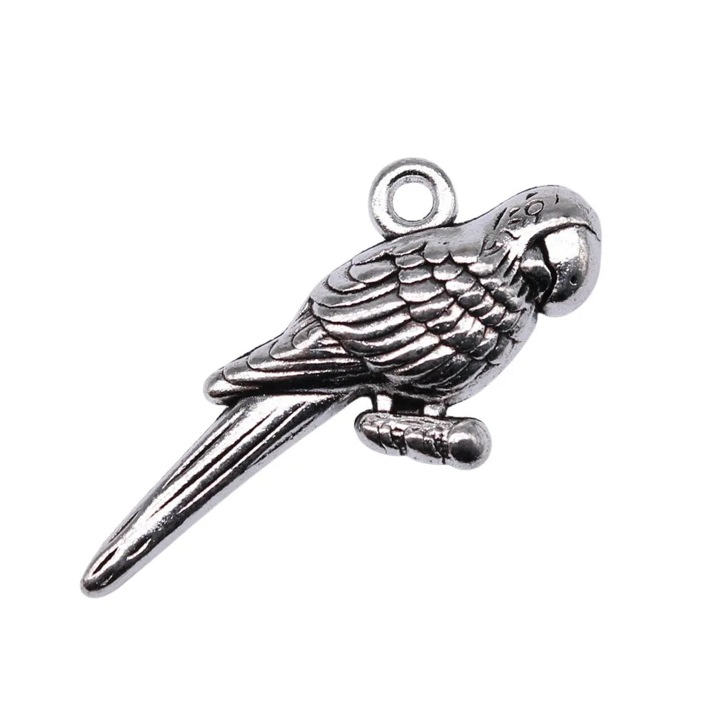 33x16mm 2.67g Antique Silver Zinc Alloy Parrot Charm Pendant for DIY Necklace Bracelet Jewelry Making