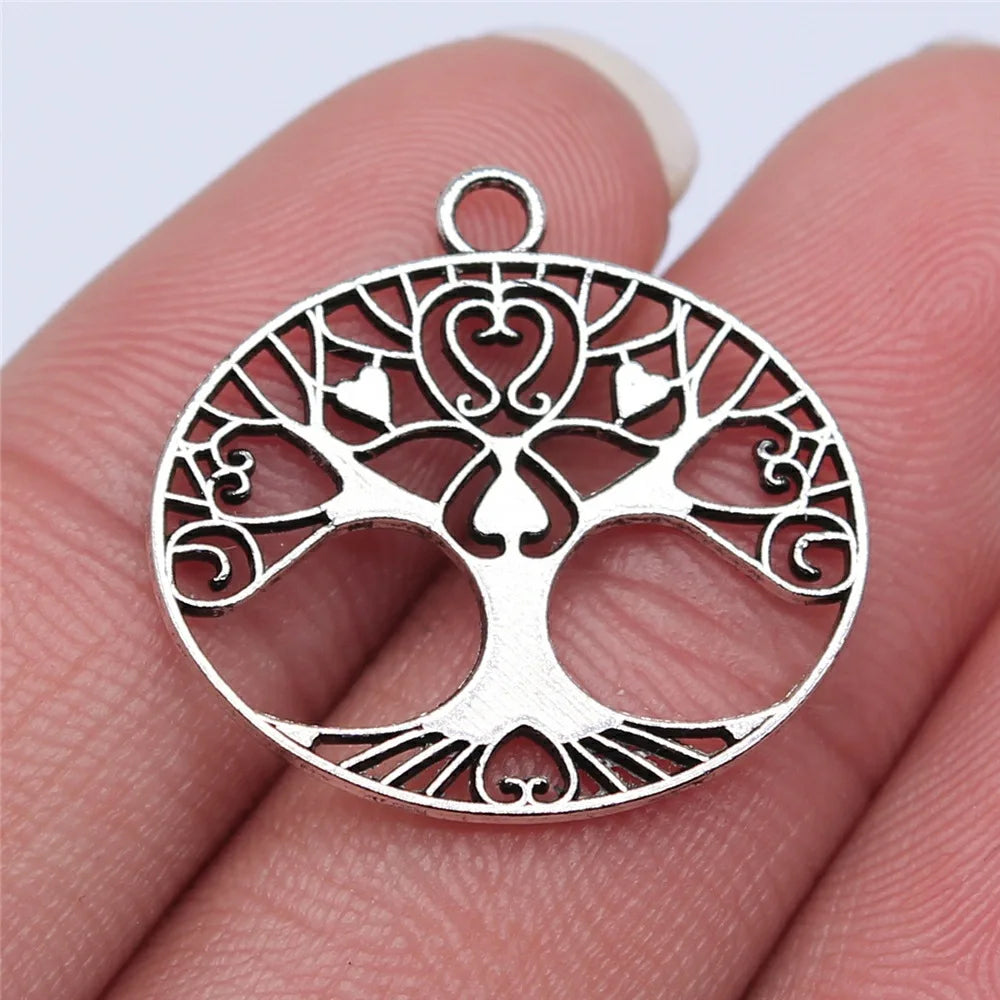 23x24mm 1.6g Antique Silver Zinc Alloy Tree of Life Charm Pendant for DIY Necklace Jewelry Making