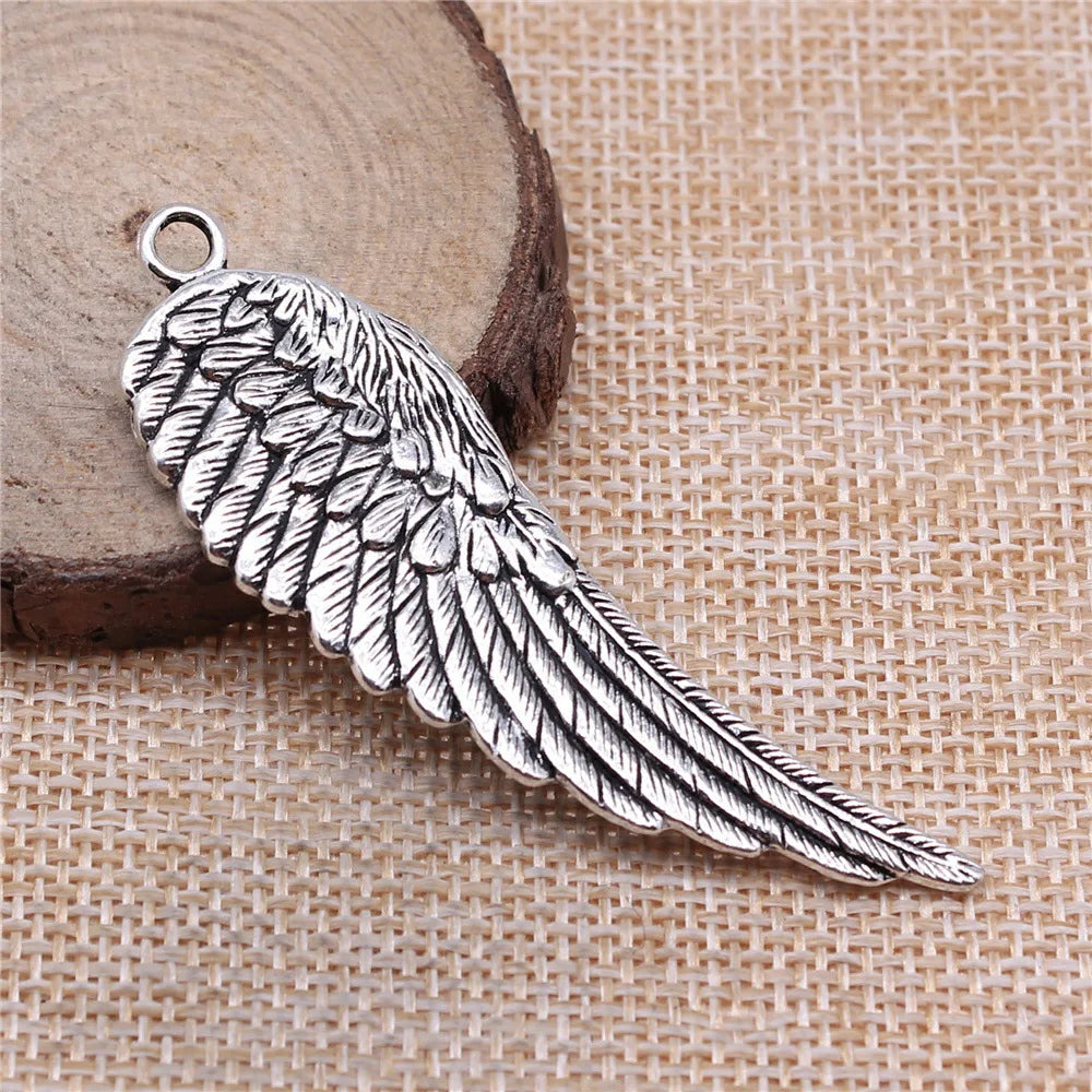 66x20mm 7.3g Antique Silver Zinc Alloy Large Wing Charm Pendant for DIY Necklace Making