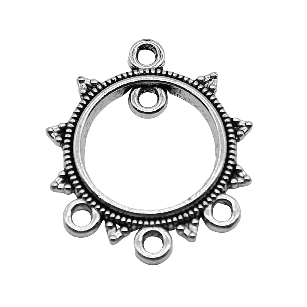 22x26mm 1.4g Antique Silver Zinc Alloy Hollow Pendant Earring Connector Charms for DIY Earrings