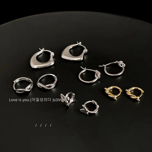 Sweet Cool Micro Pave Zircon Copper Stud Earrings Smooth Metal Geometric Hoop Minimalist Jewelry