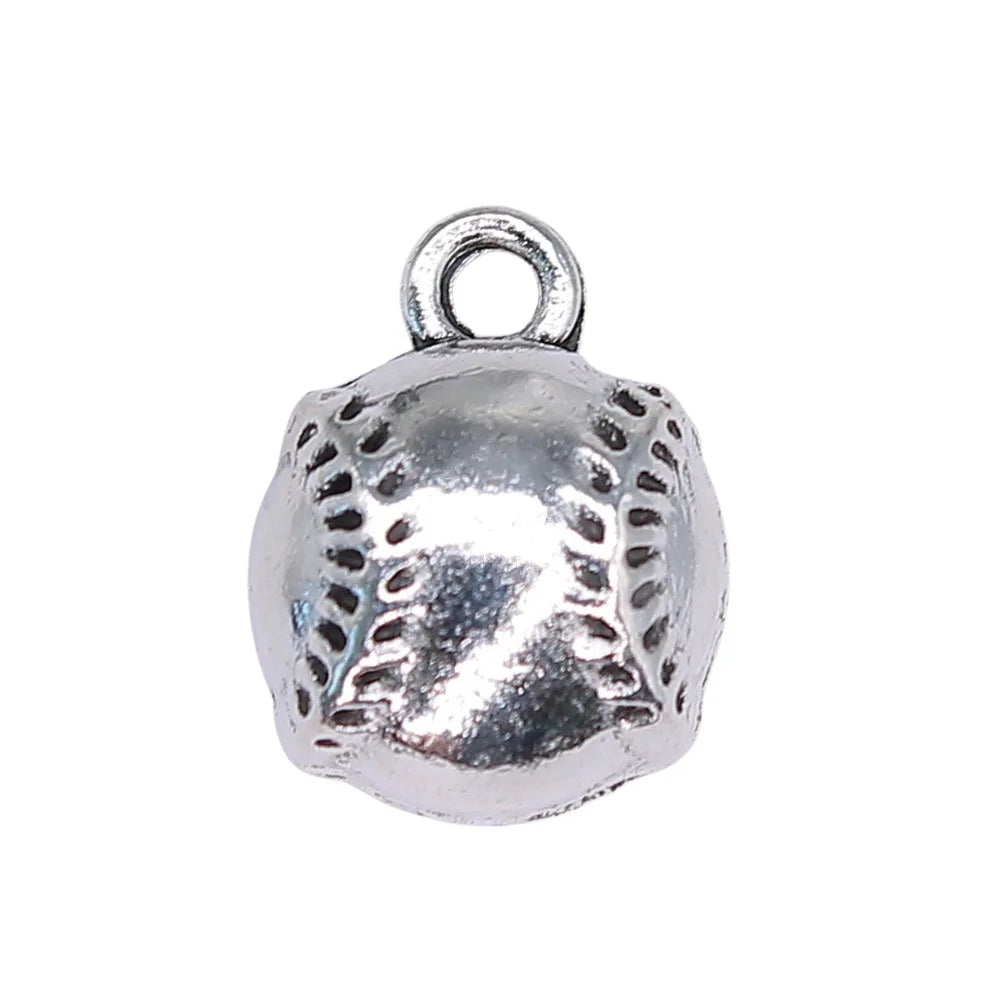 14x11mm 1.9g Antique Silver Zinc Alloy Baseball Charm Pendant for Sports Theme DIY Jewelry Making