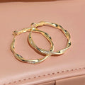 Minimalist American Sparkle Zircon Twisted Eco Friendly Copper Hoop Earrings Geometric Round Jewelry