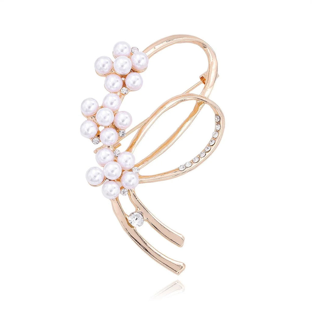 Elegant Pearl Rope Knot Brooch With Rhinestone Alloy Bow, Women's Lapel Pin Corsage Suit Accessory Gift
