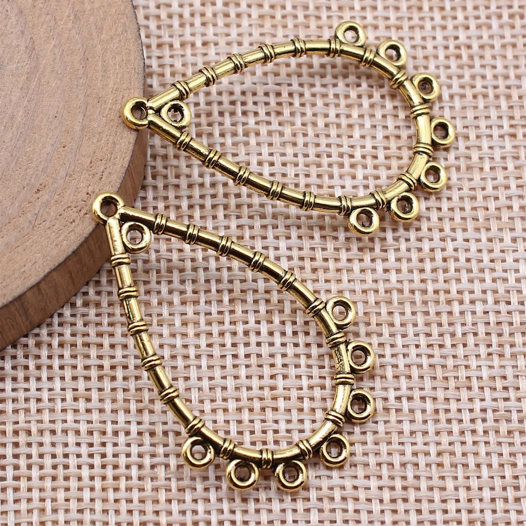 39x26mm 1.8g Multicolor Zinc Alloy Teardrop Earring Connector Charms for DIY Earrings Jewelry Making