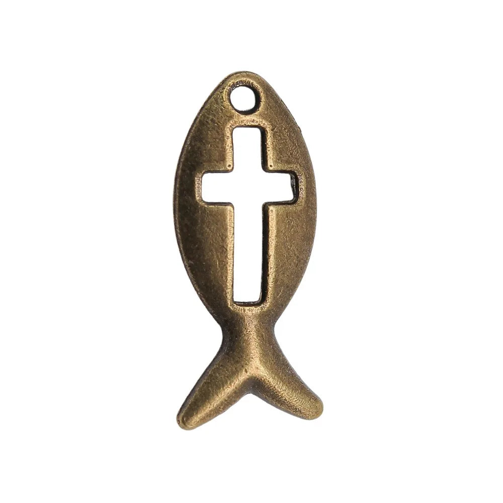 8x20mm 0.7g Zinc Alloy Cross Fish Charm Pendant for DIY Necklace Bracelet Jewelry Making