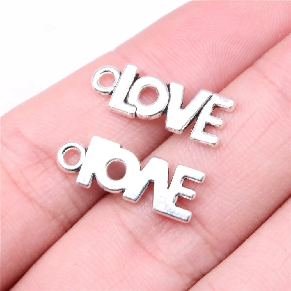 21mm 1.3g Multicolor Zinc Alloy Love Letter Charm Pendant for DIY Bracelet Necklace Accessories