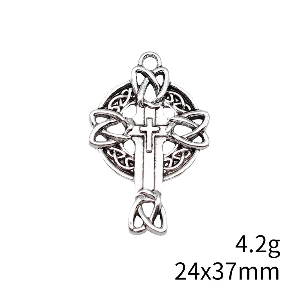 24x37mm 4.2g Multicolor Zinc Alloy Celtic Knot Cross Charm Pendant for Necklace Bracelet Making