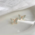 14K Gold Plated Copper Enamel Butterfly Stud Earrings Sweet Forest Style Jewelry For Women