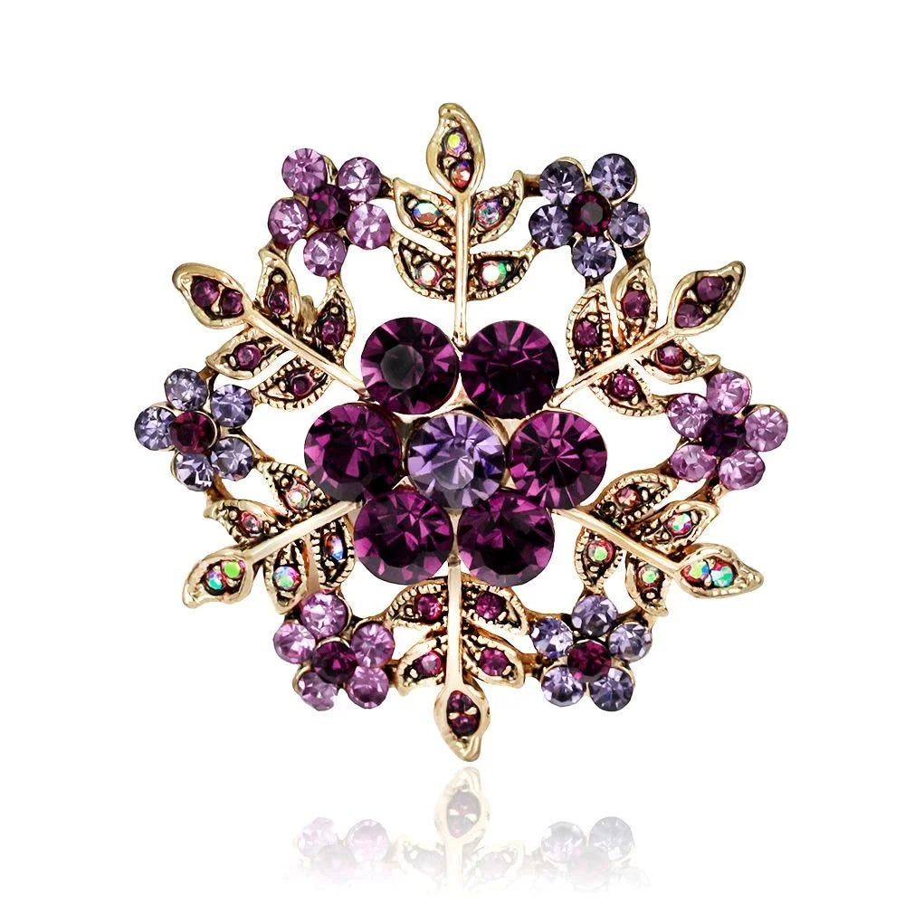 Elegant Snowflake Rhinestone Brooch With Blue Zircon Crystals, Women's Lapel Pin Corsage Bag Suit Accessory