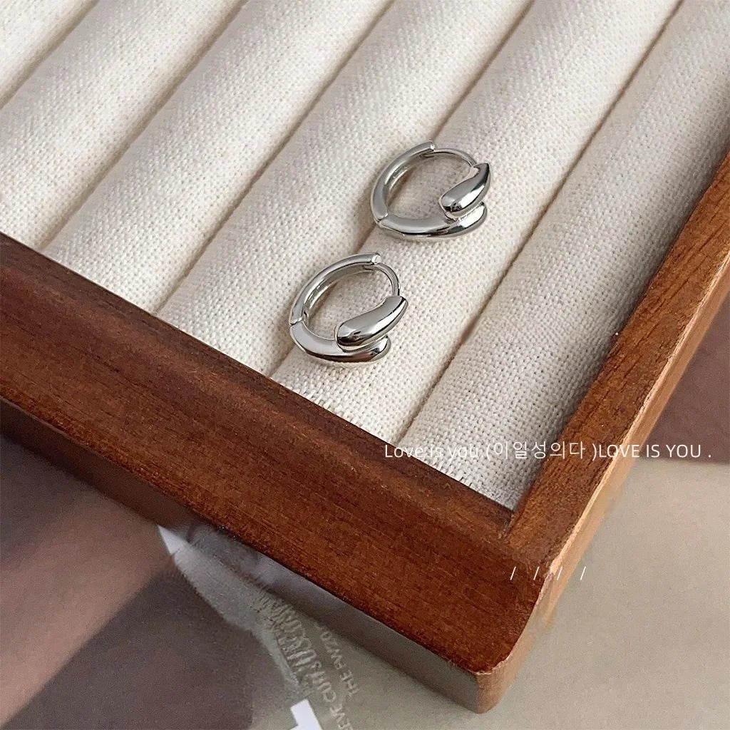 Silver Plated Copper Geometric Round Stud Earrings Minimalist Sweet Cool Daily Jewelry