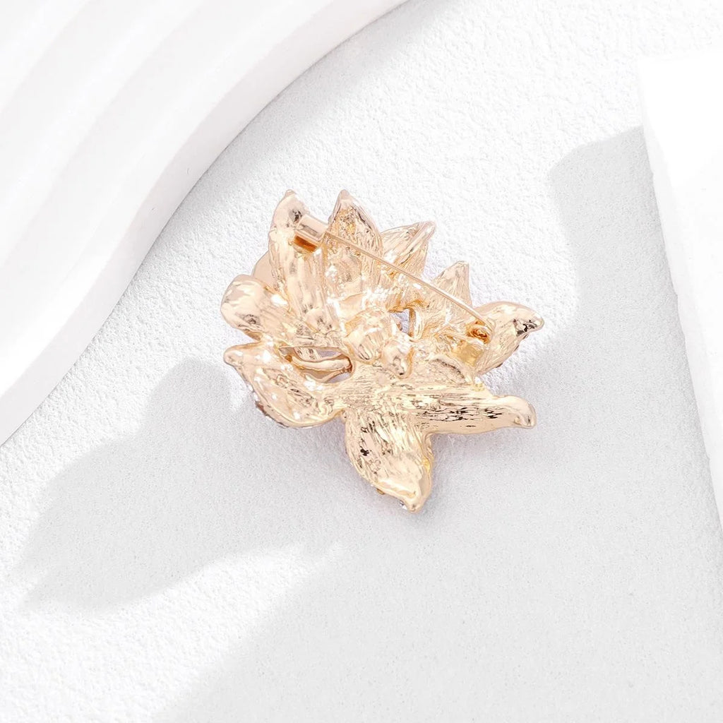 Elegant Enamel Lotus Flower Brooch With Pearl Rhinestones, Chinese Style Lapel Pin Corsage Gift For Qipao