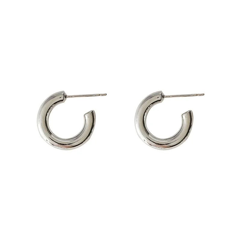 14K Gold Plated Copper Smooth Round Stud Earrings Minimalist Casual Jewelry