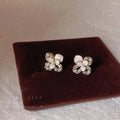 Sweet Floral Stud Earrings 14K Gold Plated Copper Micro Pave Zircon Enamel Flower Design