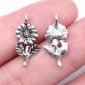 21x10mm 0.9g Antique Silver Zinc Alloy Flower Charm Pendant for DIY Necklace Bracelet Making
