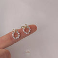 14K Gold Plated Copper Micro Pave Zircon Bow Stud Earrings Sweet Korean Style