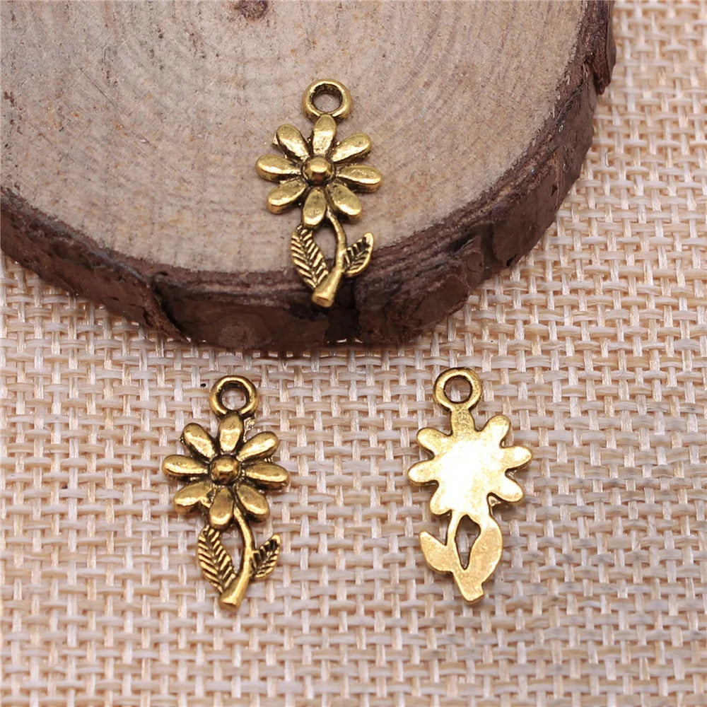 19x10mm 0.6g Multi Color Zinc Alloy Chrysanthemum Flower Charm Pendant for DIY Earrings Making