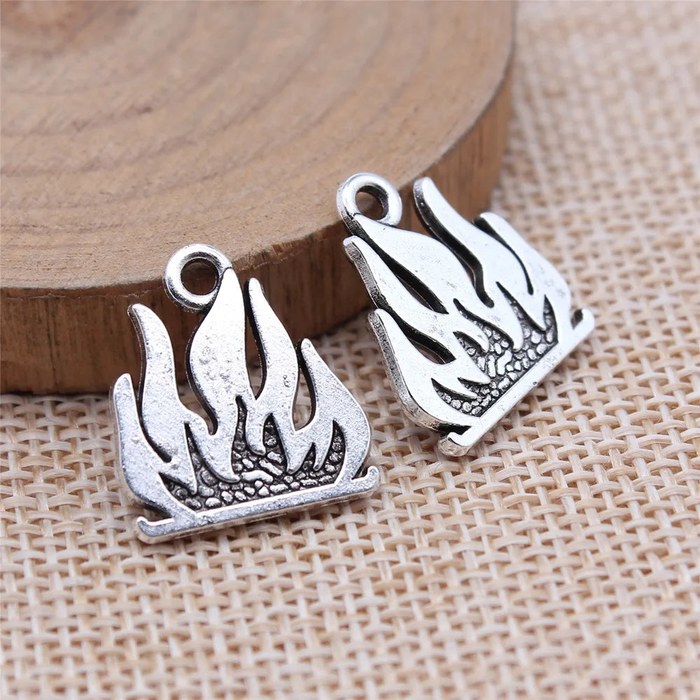 18x16mm 1.9g Antique Silver Zinc Alloy Flame Charm Pendant for DIY Necklace Bracelet Jewelry Making
