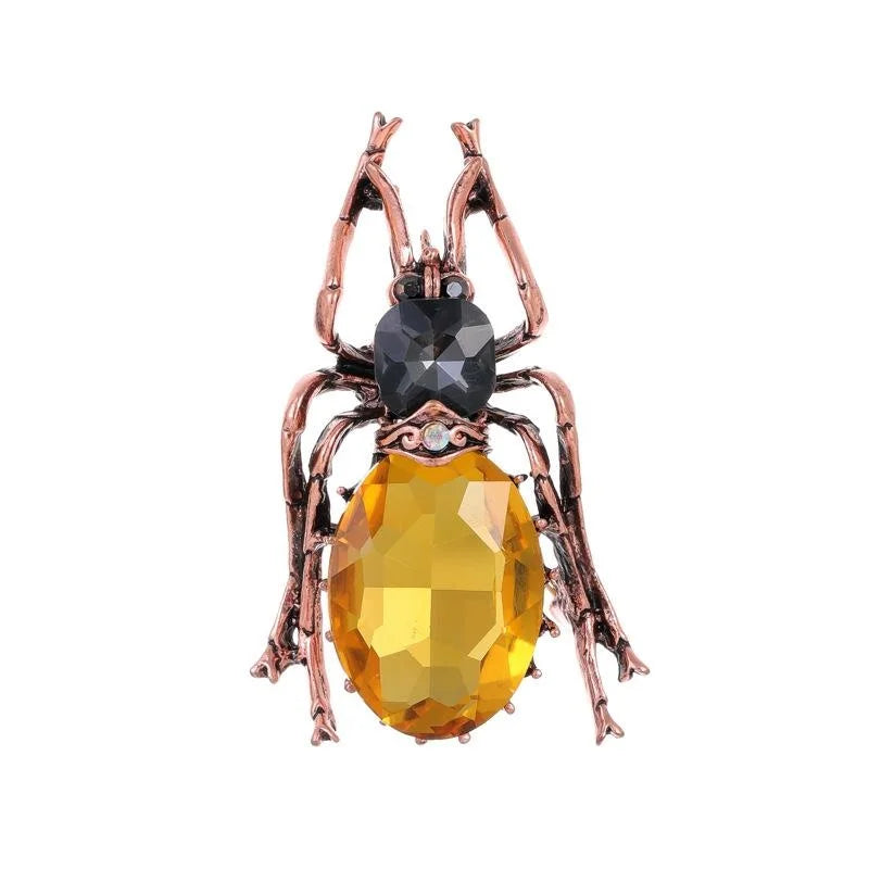 Vintage Rhinestone Beetle Brooch With Green Crystal Alloy Insect Lapel Pin, Elegant Suit Accessory Gift