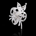 Elegant Hollow Butterfly Alloy Rhinestone Brooch, Sparkling Floral Lapel Pin Corsage Suit Accessory Gift