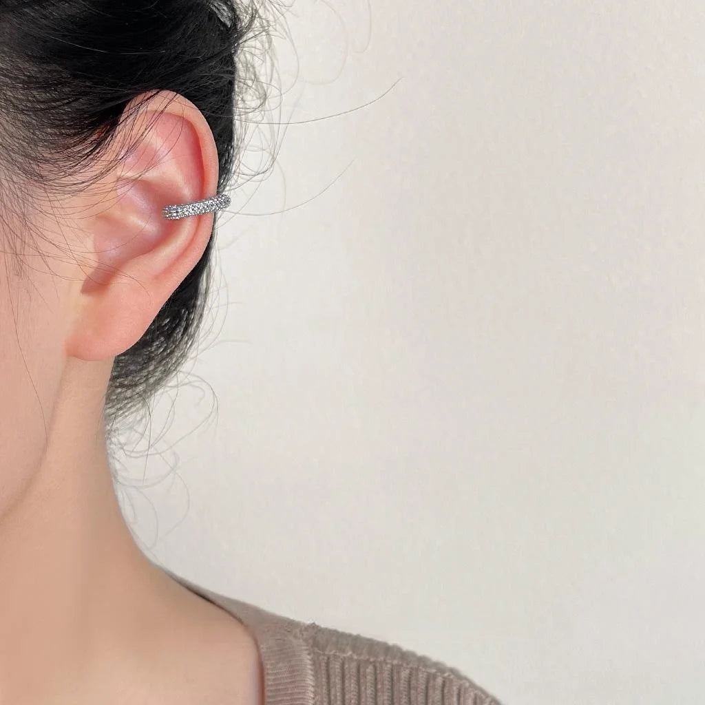 Copper Zircon Heart Drop Earrings No Piercing Stackable Ear Cuff Personality Style
