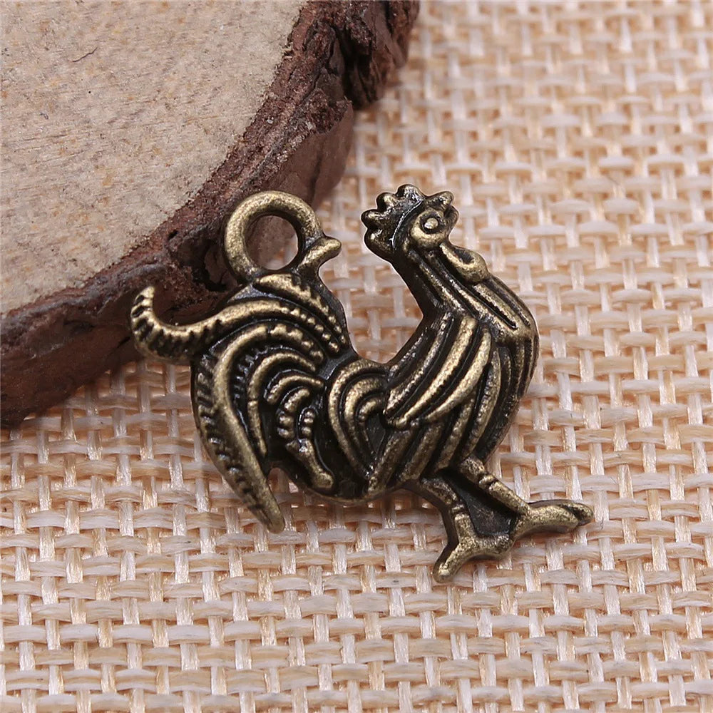22x18mm 1.8g Multicolor Zinc Alloy Rooster Charm Pendant for DIY Bracelet Necklace Jewelry Making