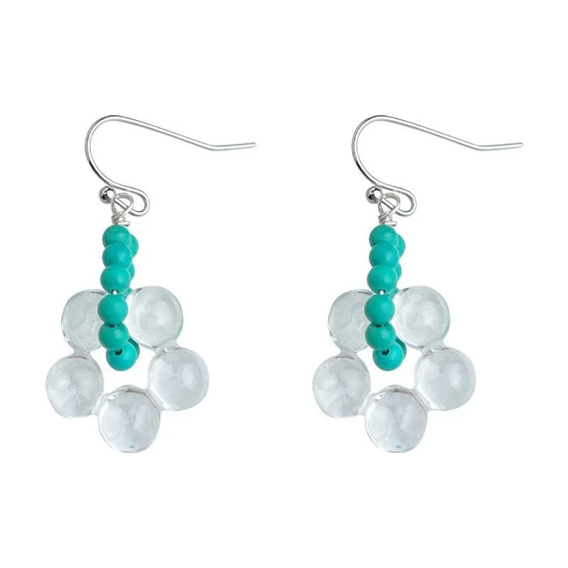 Transparent Resin Magnesite Round Geometric Ethnic Style Handmade Drop Earrings for Women