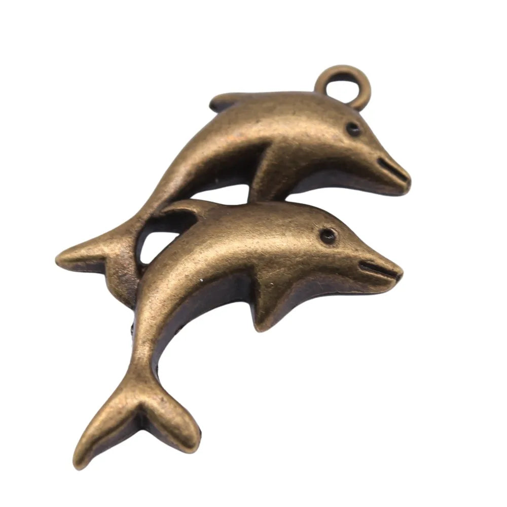33x18mm 2g Zinc Alloy Dolphin Charm Pendant for DIY Ocean Theme Necklace Bracelet Jewelry Making