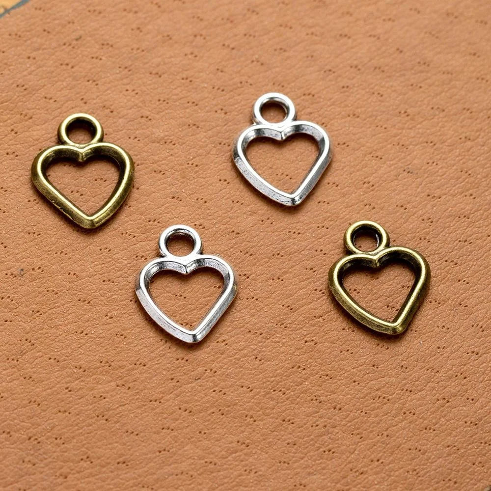 14x11MM Zinc Alloy Heart Hollow Charm Pendant for DIY Necklace Bracelet Jewelry Making