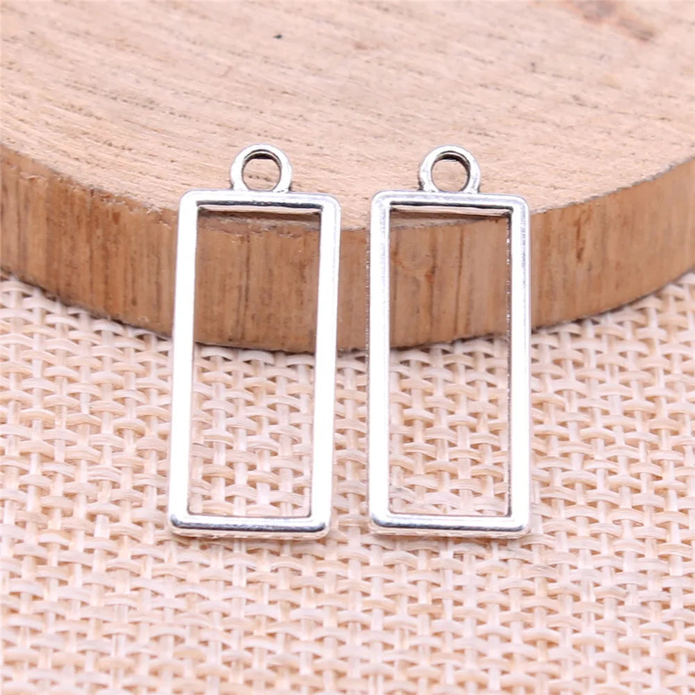 24x10mm 0.58g Multicolor Zinc Alloy Hollow Rectangle Geometric Charm Pendant for DIY Earrings Making