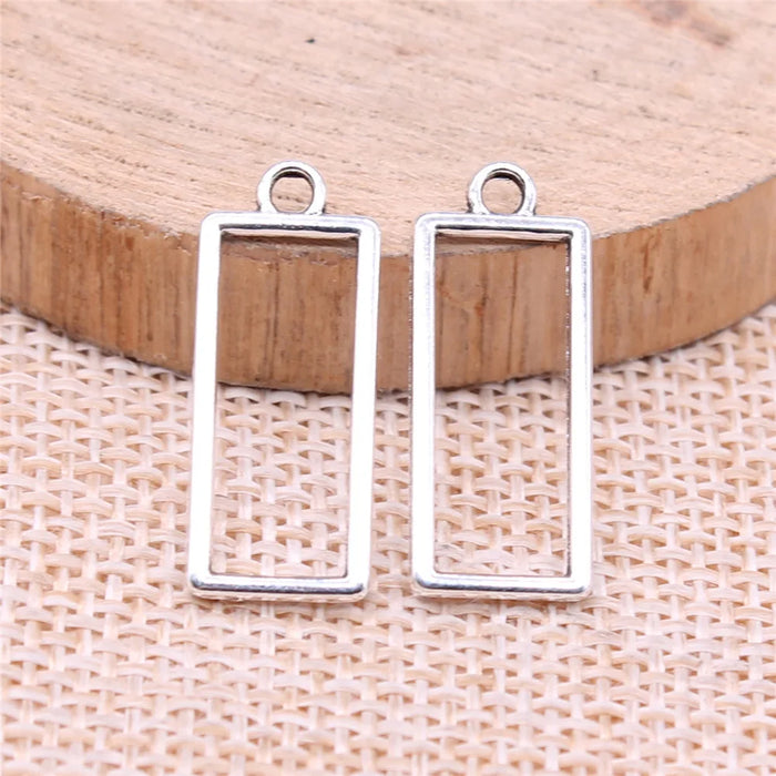 24x10mm 0.58g Multicolor Zinc Alloy Hollow Rectangle Geometric Charm Pendant for DIY Earrings Making