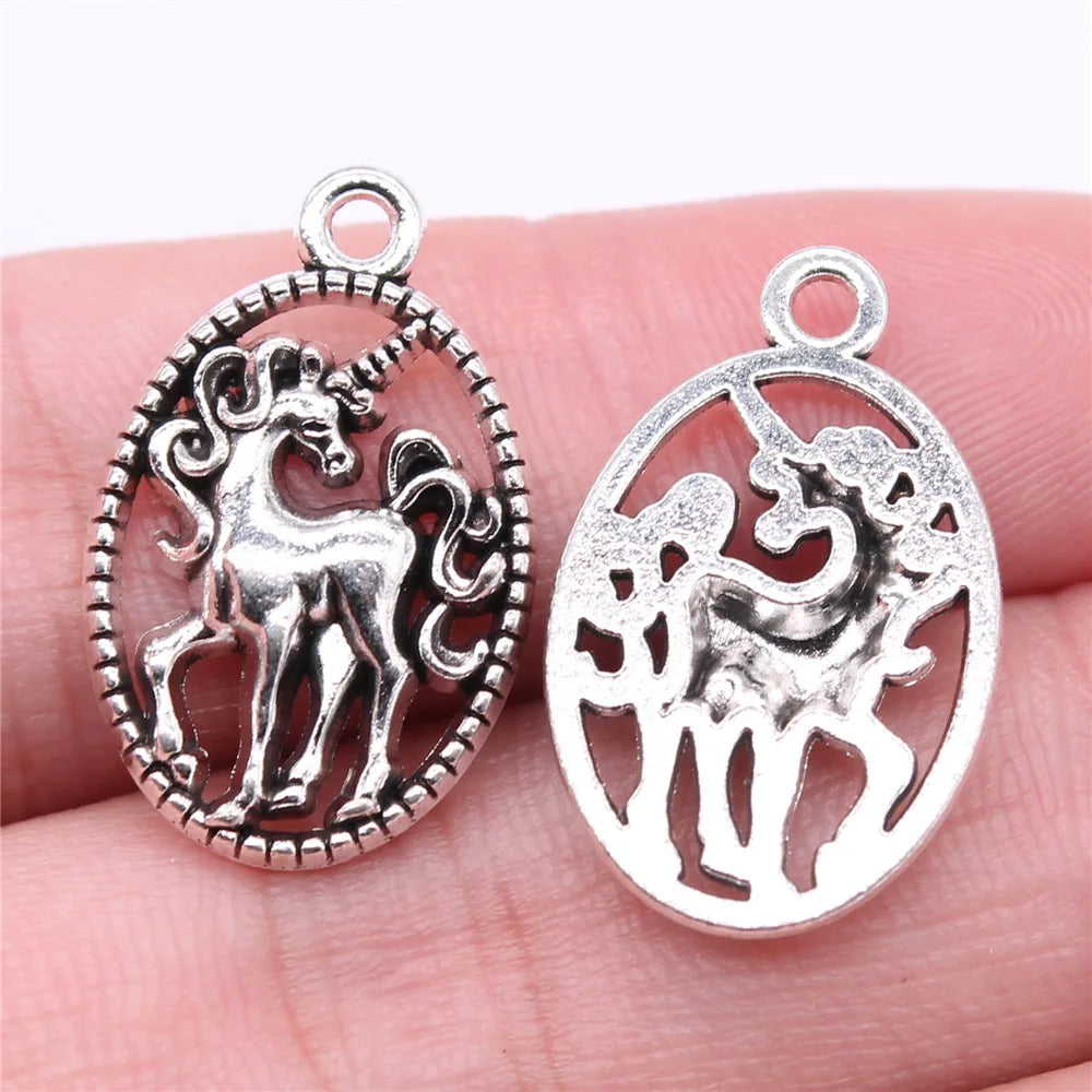 24x15mm 2.2g Antique Silver Zinc Alloy Unicorn Charm Pendant for DIY Bracelet Necklace Jewelry Making