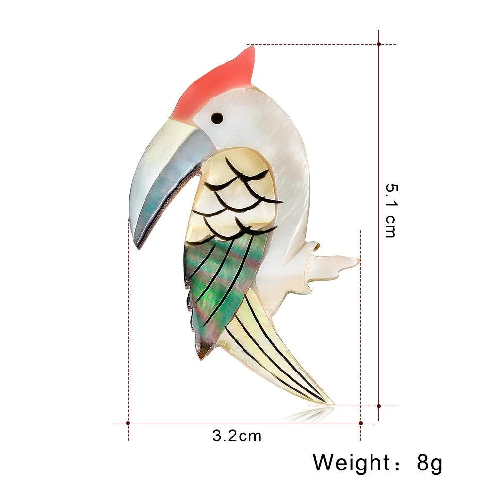 Elegant Natural Abalone Shell Woodpecker Brooch, Mother Of Pearl Bird Lapel Pin Corsage Gift For Women