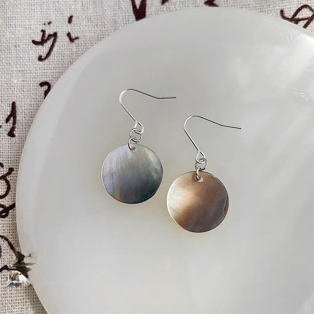 Minimalist Shell Round Geometric New Chinese Style Drop Earrings For Daily Commuter Vacation Wear