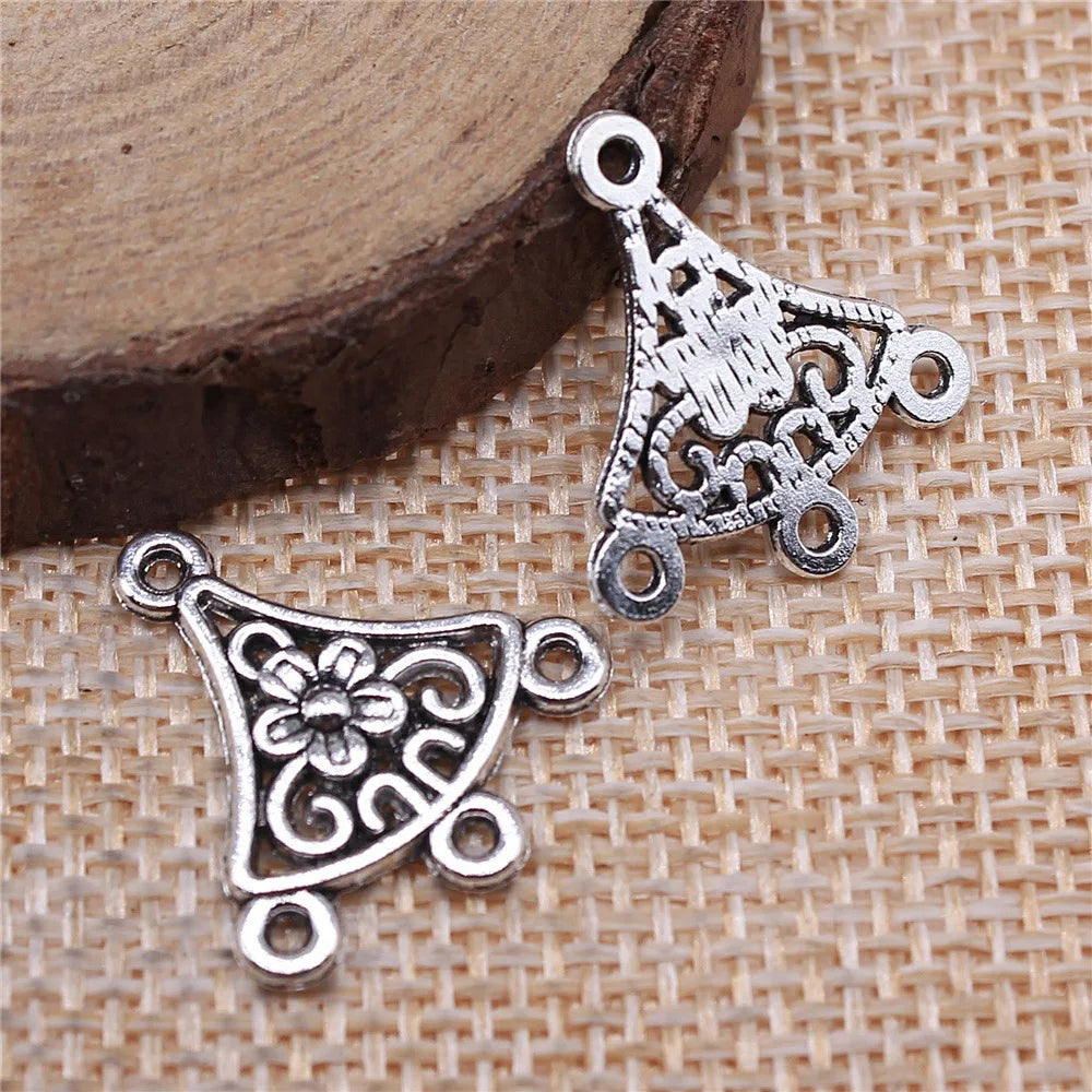 20x19mm 0.9g Multicolor Zinc Alloy Flower Fan Shape Connector Charms for DIY Earring Making