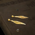 Light Luxury 14K Gold Plated Copper Leaf Micro Pave Zircon Drop Earrings