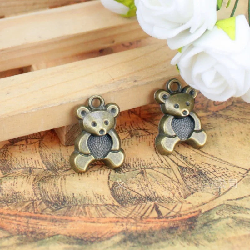 20x15MM Antique Silver Zinc Alloy Bear Charm Pendant for DIY Necklace Bracelet Jewelry Making