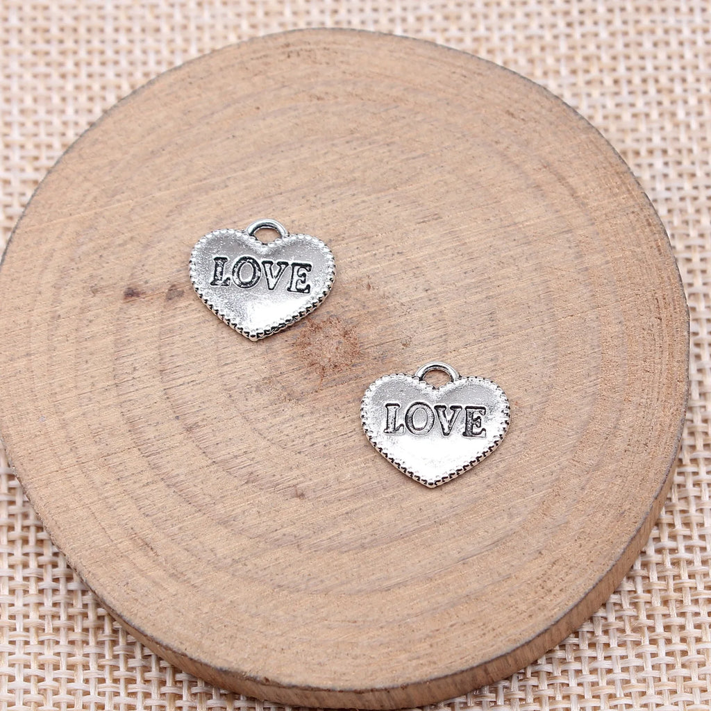 12x14mm 0.77g Antique Silver Zinc Alloy LOVE Letter Charm Pendant for DIY Bracelet Necklace Making