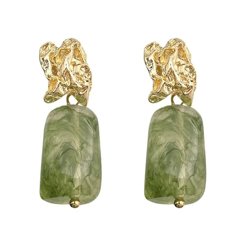 Forest Fairy Irregular Geometric Acrylic Drop Earrings Handmade Gradient Dyed Women's Jewelry