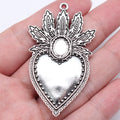 59x34mm 9.3g Antique Silver Zinc Alloy Gothic Heart Charm Pendant for DIY Necklace Bracelet Making