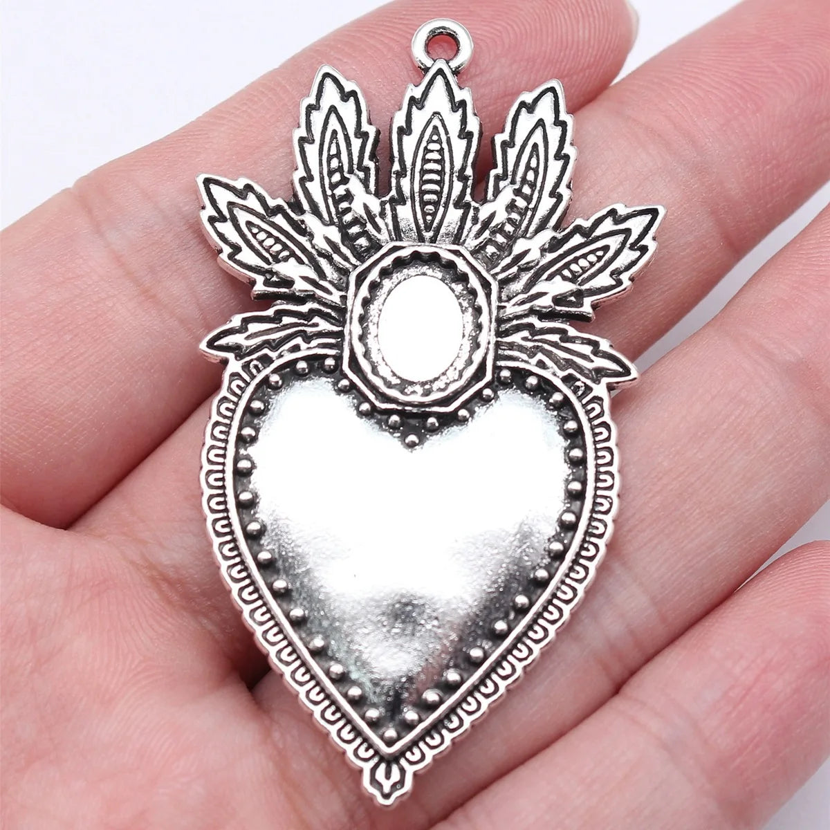 59x34mm 9.3g Antique Silver Zinc Alloy Gothic Heart Charm Pendant for DIY Necklace Bracelet Making
